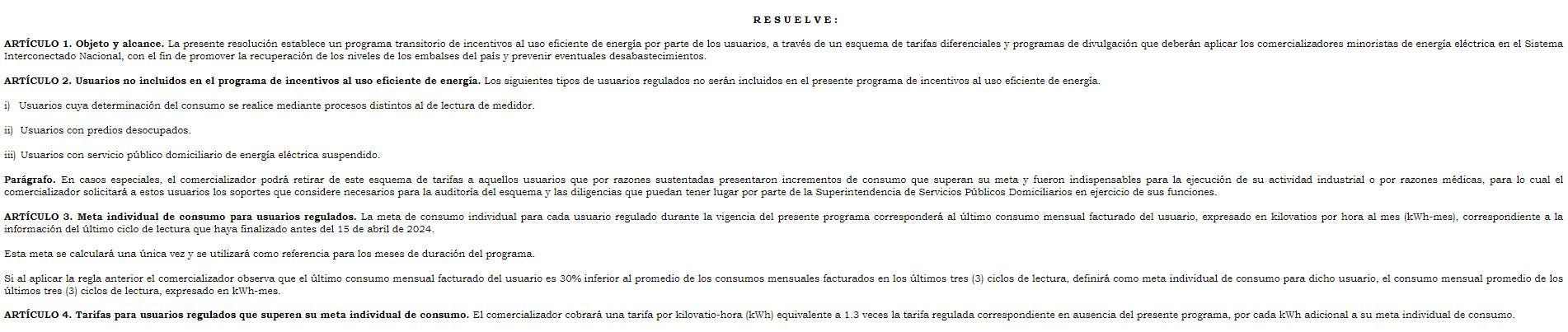 Gobierno tiene lista la resolución para aplicar incentivos a quienes consuman menos energía