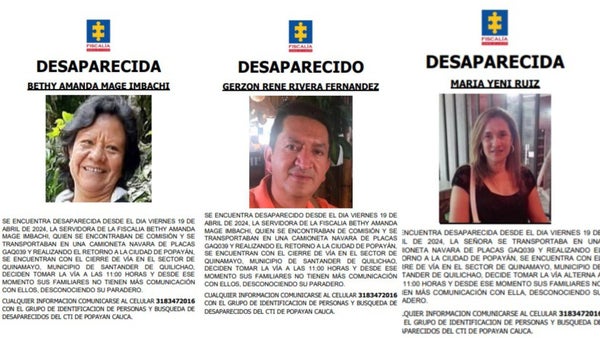 Disidencias de las Farc secuestraron en Cauca a dos funcionarios de la Fiscalía