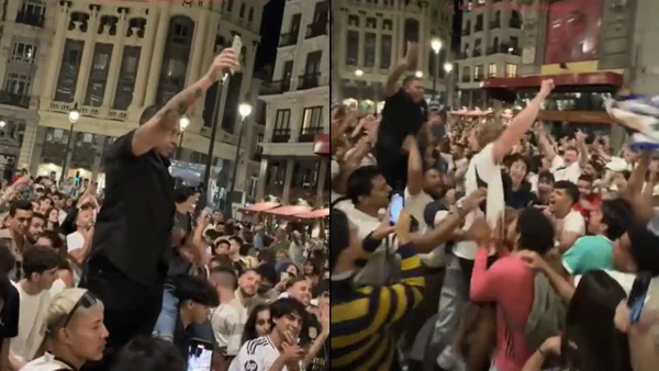 ¿Lo devolvió o no? Un colombiano es viral tras encontrarse un celular en festejo del Real Madrid