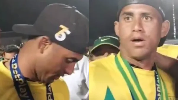 Vergonzoso: hincha del Bucaramanga le robó medalla a jugador mientras daba entrevista