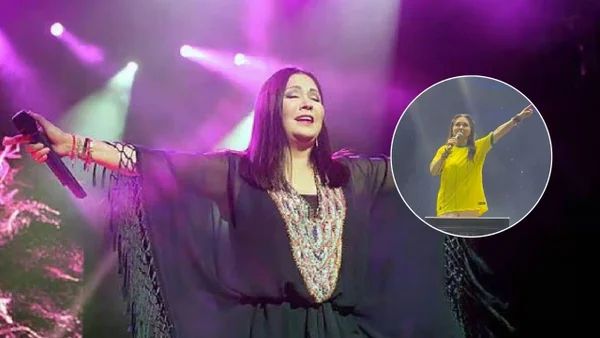 Ana Gabriel lució camiseta del Bucaramanga en pleno concierto y celebró histórica primera estrella