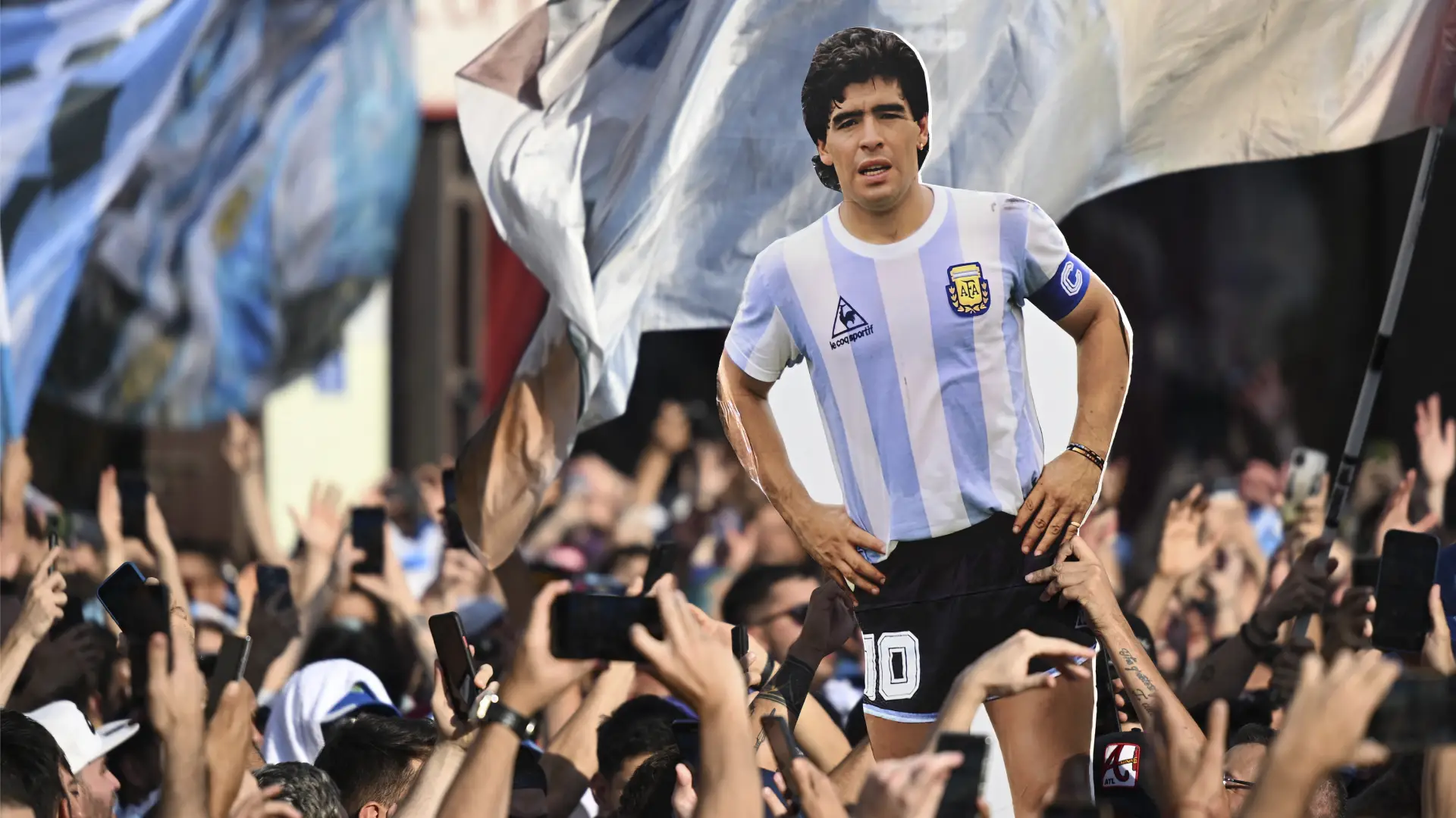 Banderazo hinchas argentinos en Times Square.