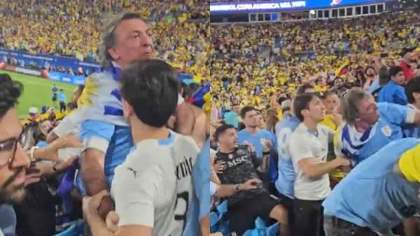 VIDEO | Hinchas uruguayos fueron los encargados de iniciar la pelea en el juego vs. Colombia