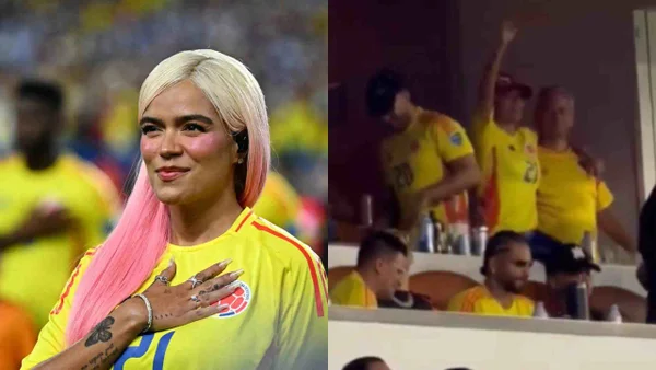 VIDEO | Karol G disfrutó y bailó con su suegro en medio del partido de Colombia vs. Argentina