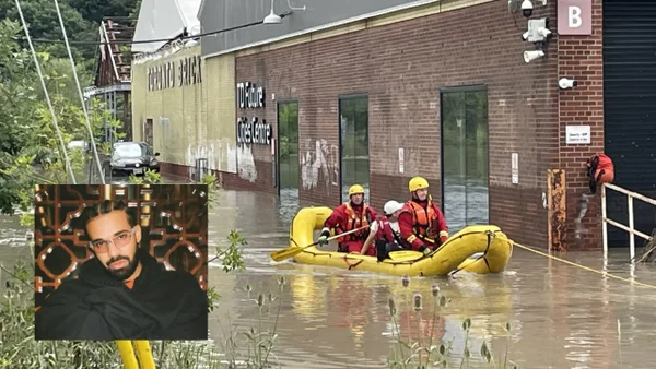 Video| Por torrenciales lluvias en Toronto, el cantante Drake sufrió una fuerte inundación en su lujosa mansión