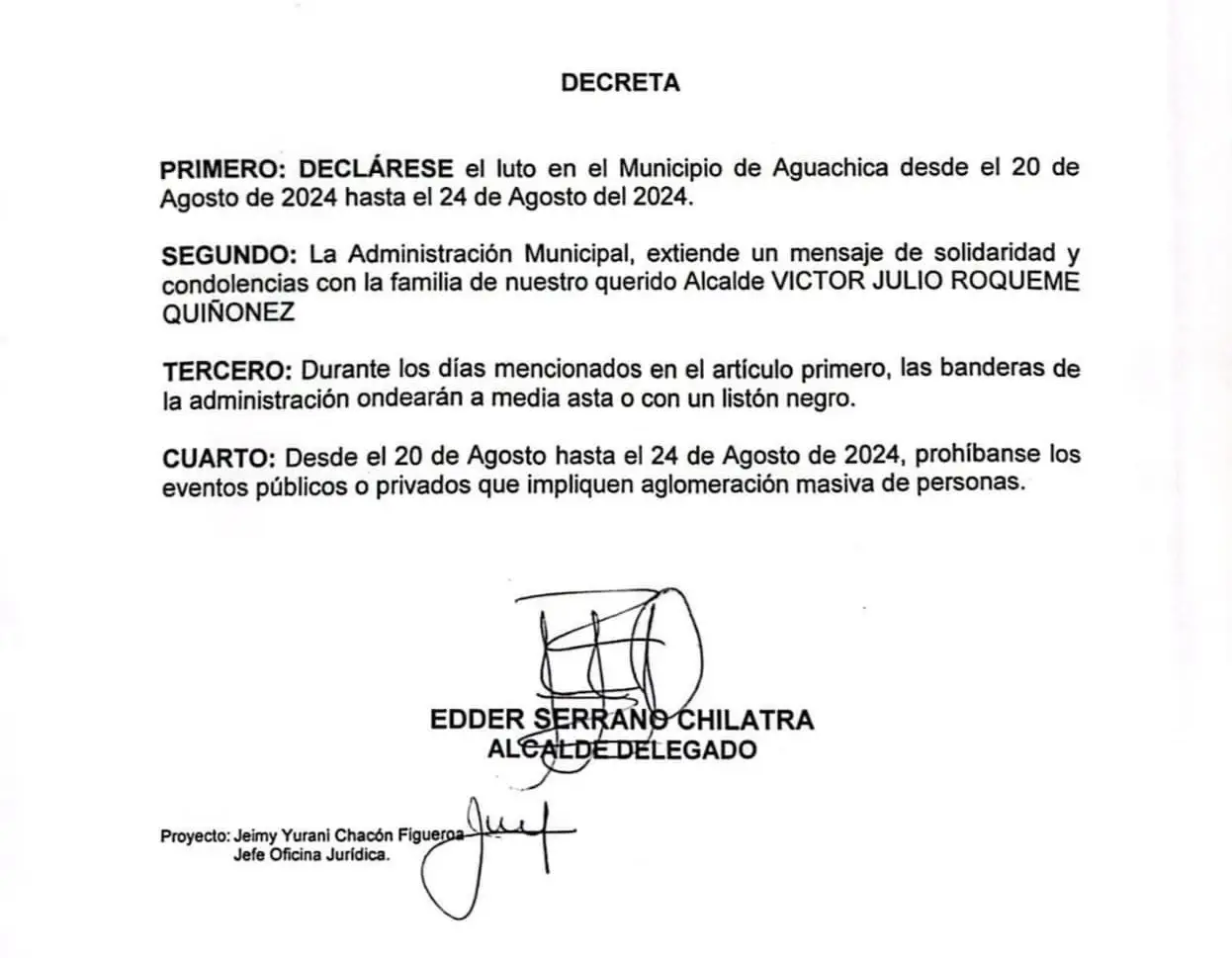 Decreto muerte Aguachica