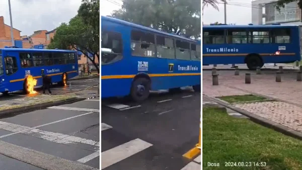 Video | Encapuchados prendieron fuego a bus Sitp con el conductor adentro en Bogotá