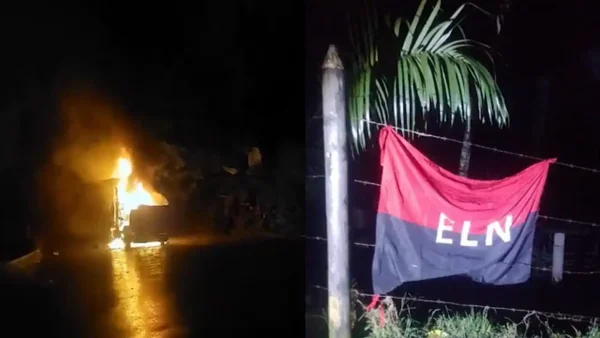 ELN habría quemado tres camiones y bus de servicio público en Antioquia ELN habría quemado tres camiones y bus de servicio público en Antioquia