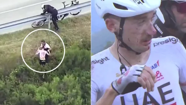 Escalofriante caída en la Vuelta a España: ciclista perdió el control y se fue a un abismo