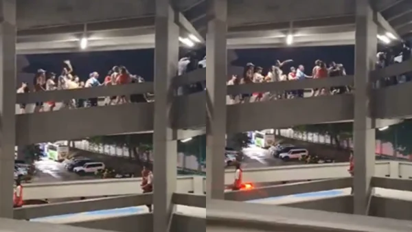En video: hinchas de Santa Fe se enfrentaron con Policía en el Metropolitano de Barranquilla