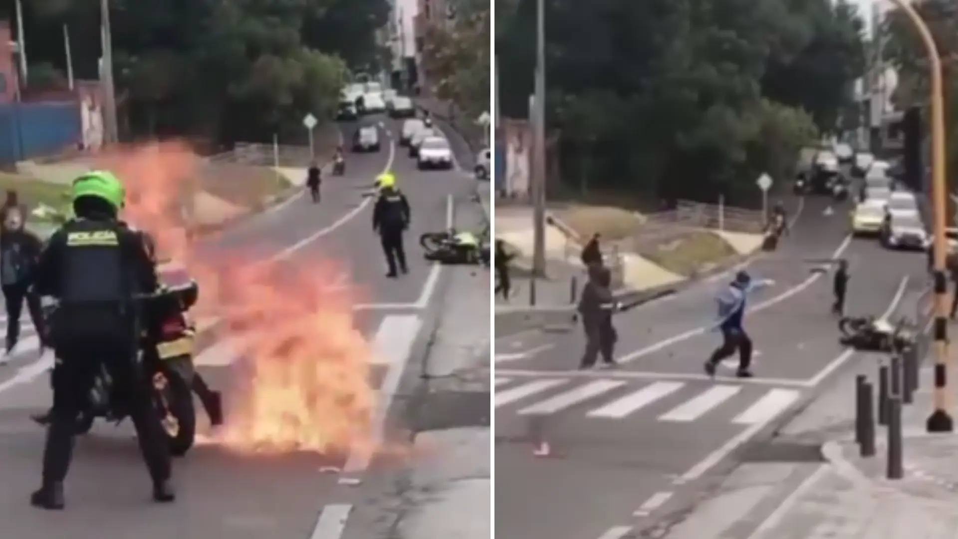 Disturbios en la Universidad Distrital de Bogotá este viernes 27 de septiembre.