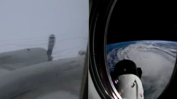 La impresionantes imágenes que captó un avión dentro del huracán Milton