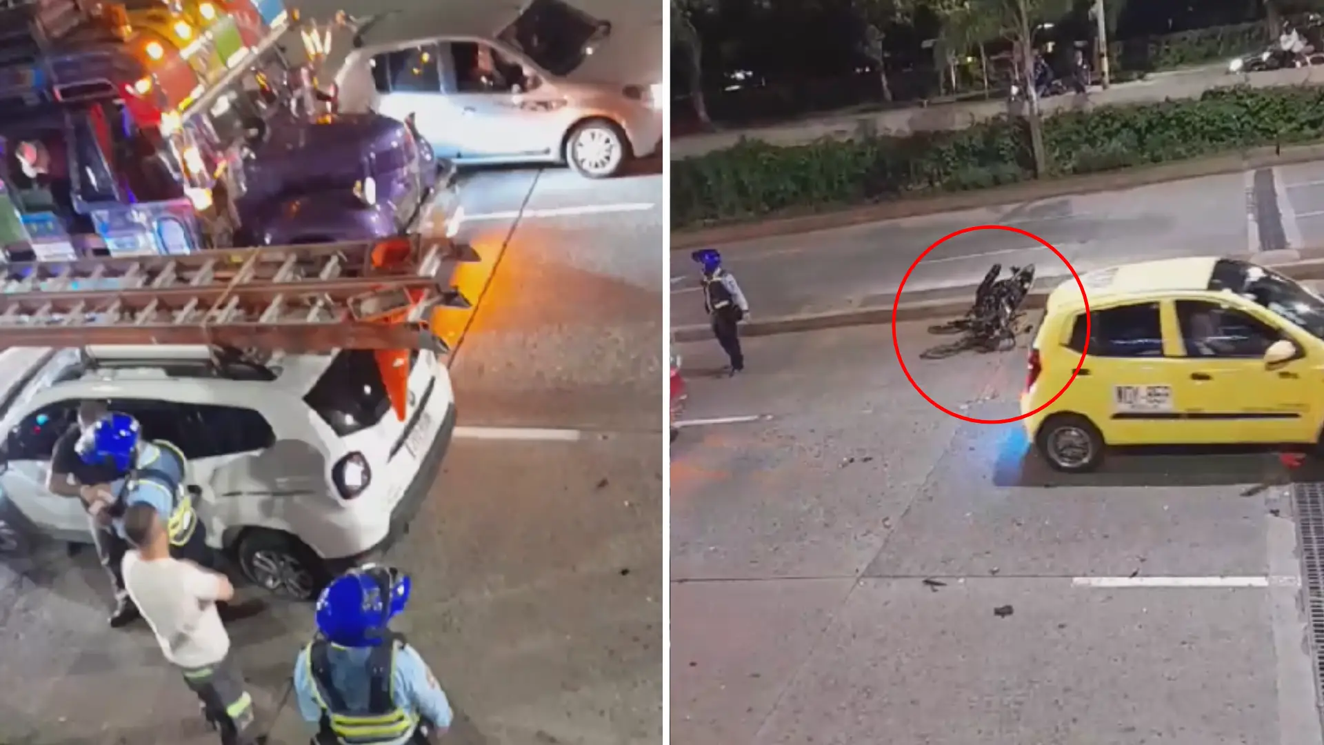 Vehículo en contravía chocó con dos motocicletas en Medellín: varios heridos, uno de gravedad