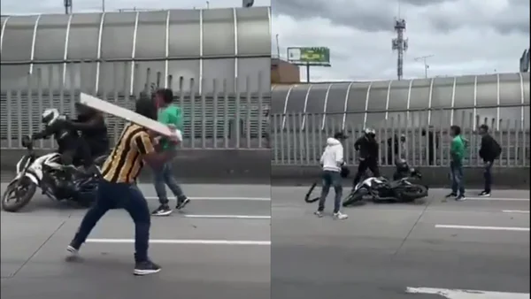 En Bogotá, vendedores ambulantes atacaron a motociclistas por pasar junto a una manifestación
