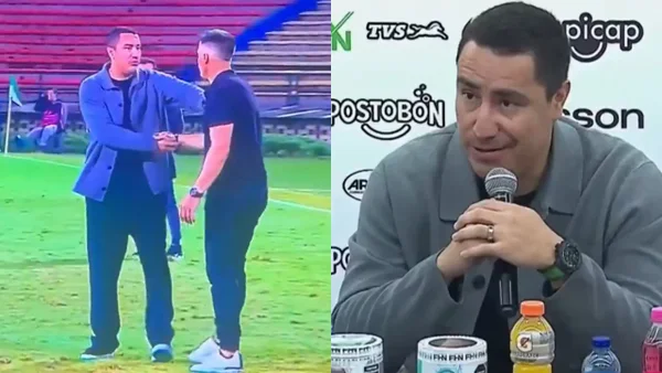 Técnico de Nacional explicó el fuerte cruce con Pablo Peirano tras empate con Santa Fe