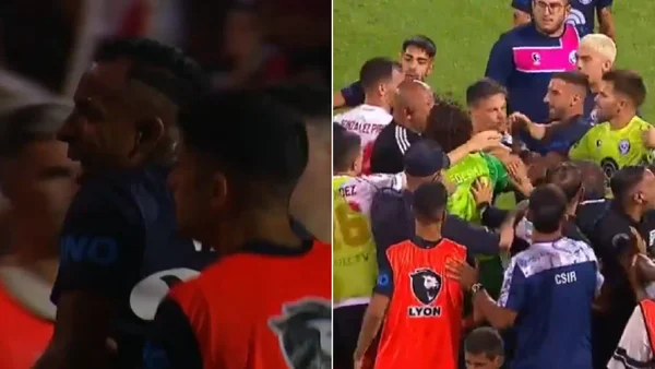 Sebastián Villa envuelto en violenta pelea con jugadores River tras partido de la Liga Argentina