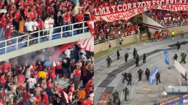 Sin temor: hincha del América disparó ‘metralleta’ de pólvora a la Policía