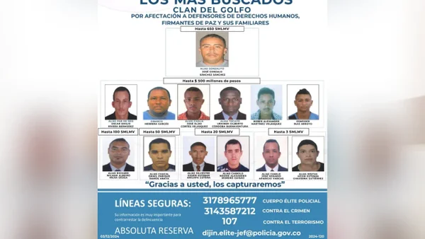 Este es el cartel de los más buscados del Clan del Golfo en Córdoba: hasta $500 millones de recompensa