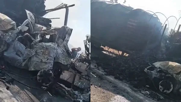 VIDEO | Trágico accidente en Santander: dos tractocamiones chocaron y se incendiaron