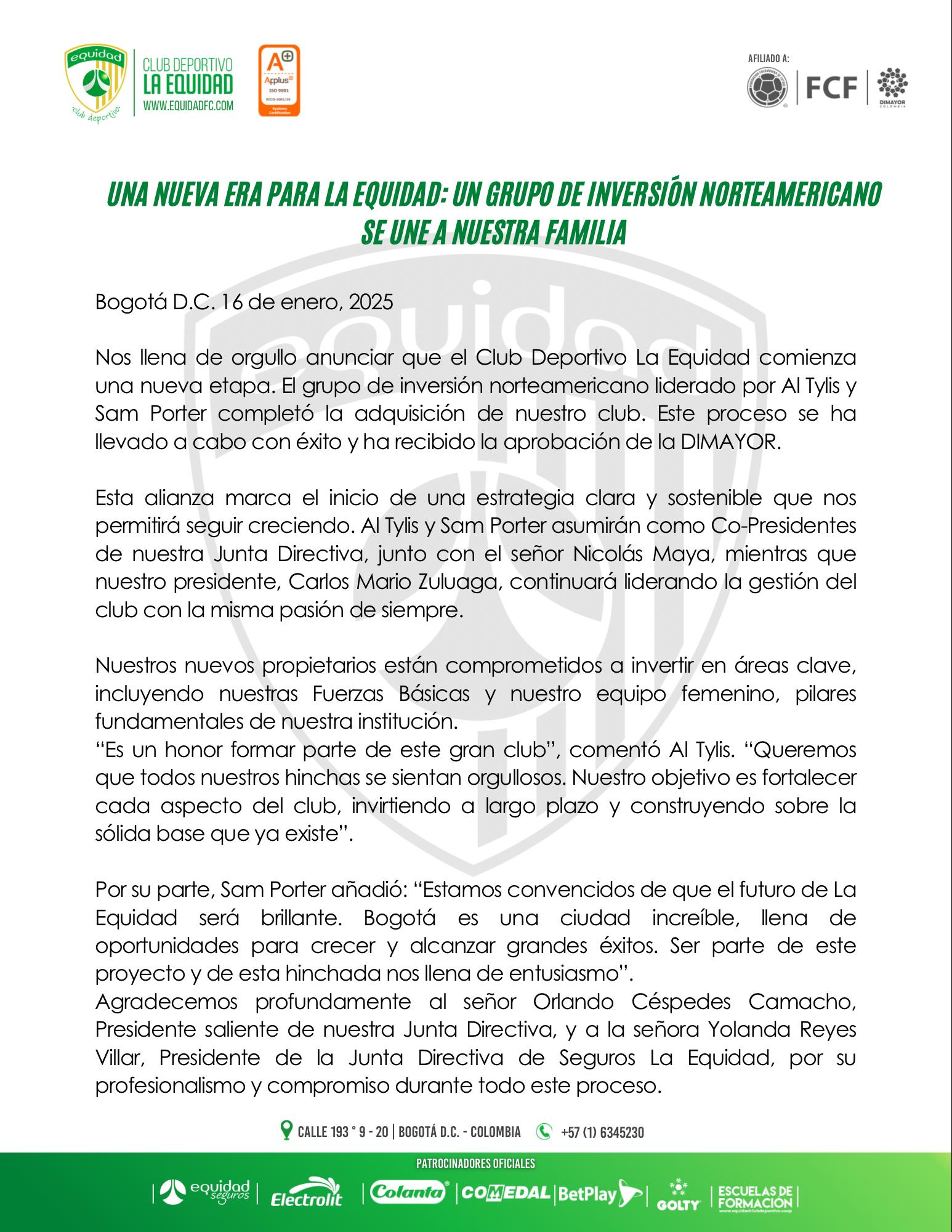 La Equidad tiene nuevos dueños