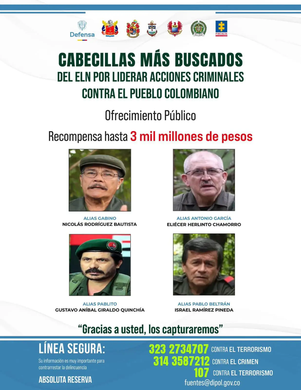 Estos son los rostros de los más buscados del ELN por sanguinarios crímenes en el Catatumbo