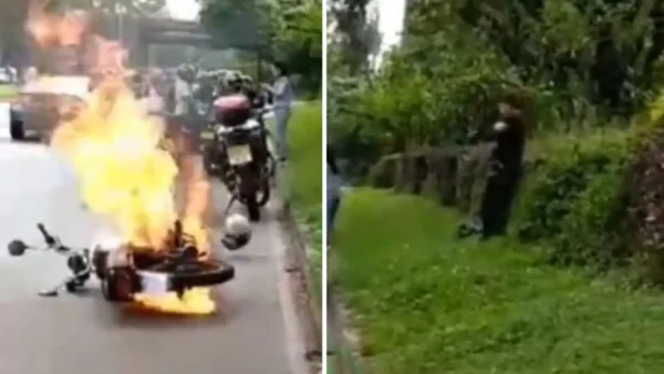 VIDEO | Motociclista prendió su moto en llamas y agredió a un agente de tránsito en Medellín VIDEO | Motociclista prendió su moto en llamas y agredió a un agente de tránsito en Medellín
