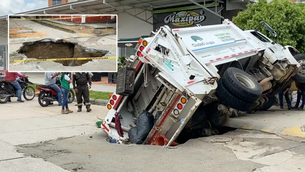 En video: colapsó alcantarilla en una calle de Neiva y se ‘tragó’ un camión de basura