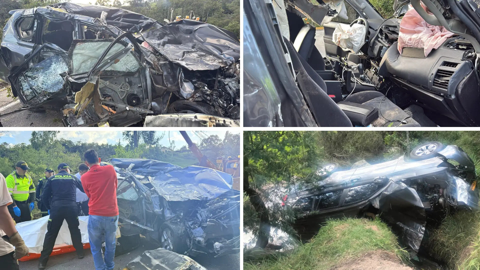 Imágenes del vehículo accidentado.