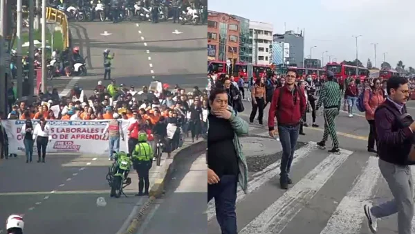 Protestas en Bogotá afectaron Transmilenio: cierres y desvíos en la avenida Caracas y la NQS