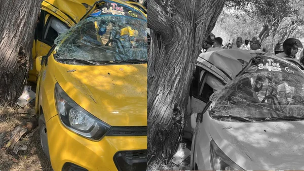 Turistas salieron expulsados por las ventanas tras brutal choque entre taxi y árbol en Santa Marta Turistas salieron expulsados por las ventanas tras brutal choque entre taxi y árbol en Santa Marta