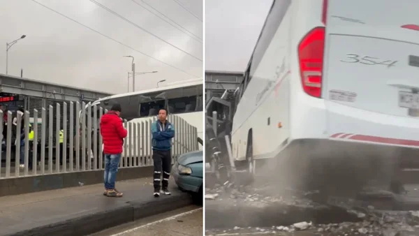 VIDEO | Bus sin frenos arrasó con carros y terminó incrustado en estación de Transmilenio en Bogotá