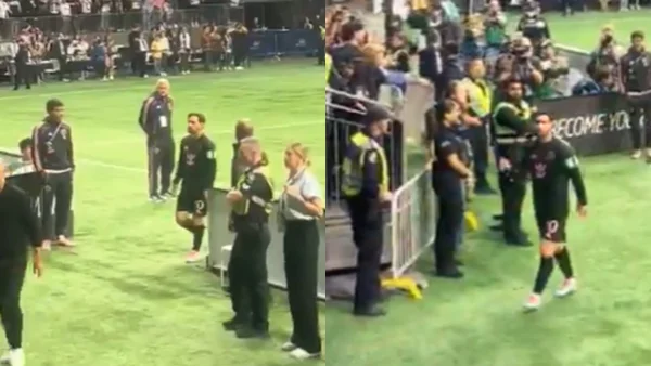 El gesto de Messi al ver un hincha provocándolo con la camiseta de Cristiano Ronaldo