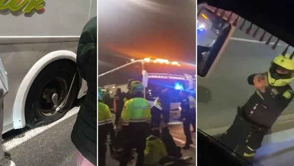 Barristas de Bucaramanga amenazaron al conductor de un bus para huir de la Policía en Bogotá Barristas de Bucaramanga amenazaron al conductor de un bus para huir de la Policía en Bogotá