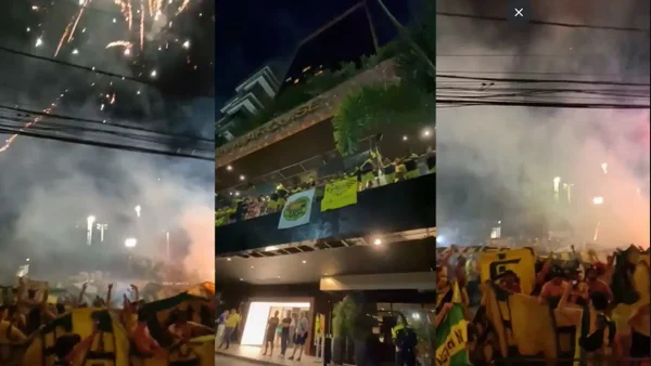 ¡El increíble banderazo de los hinchas del Atlético Bucaramanga en Brasil previo al duelo ante Fortaleza!