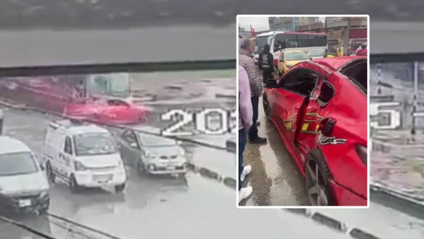 Momento exacto en el que un carro chocó con un bus de Transmilenio: en video