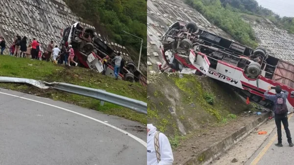 Aparatoso accidente de bus en la vía Cúcuta - Bucaramanga dejó una persona fallecida y 17 heridas