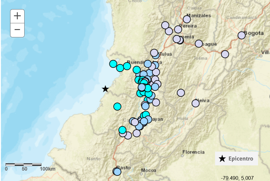 Sismo de 4,7 en la noche del 22 de mayo en el Pacífico colombiano