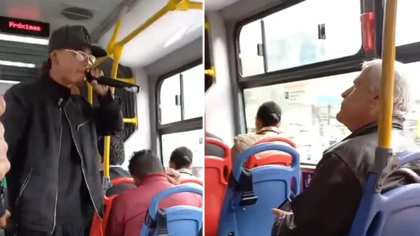VIDEO | Abuelito estalló contra cantante callejero en Transmilenio y lo sacó del bus