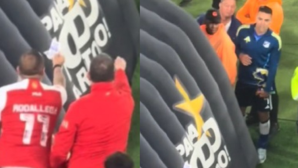 En video: hinchas de Santa Fe encararon a Radamel Falcao y le mostraron billetes