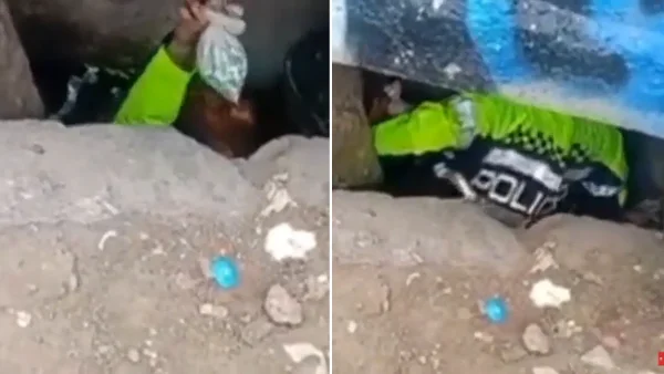 Policía terminó en un hueco bajo el puente de la calle 100 en Bogotá para incautar droga Policía terminó en un hueco bajo el puente de la calle 100 en Bogotá para incautar droga