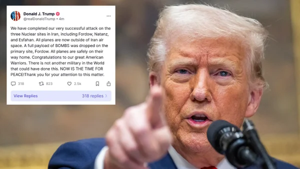 Trump confirmó ataque aéreo contra tres sitios nucleares en Irán y dijo que "ahora es el momento de la paz"