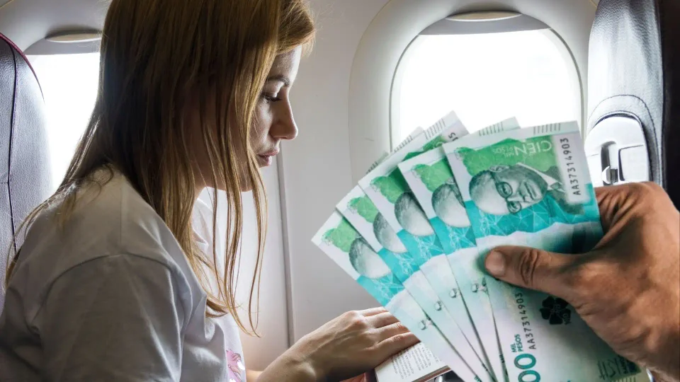 dinero en un avión