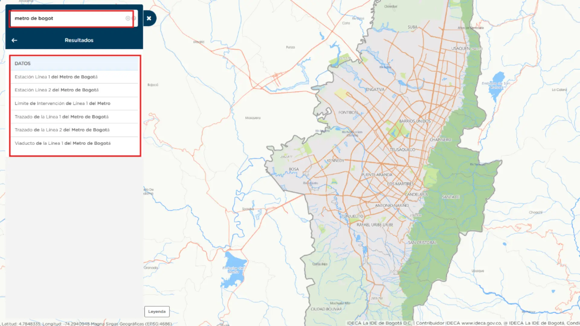 Mapa Metro de Bogotá