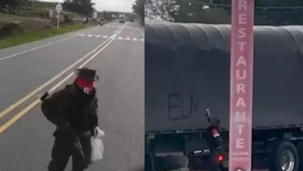 VIDEO | Con banderas, retenes y presuntos explosivos: así apareció el ELN en la vía Panamericana