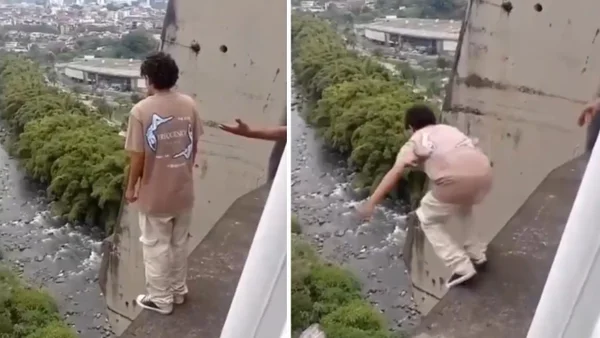 VIDEO | Los segundos antes de que un joven se quitara la vida lanzándose de un viaducto en Pereira