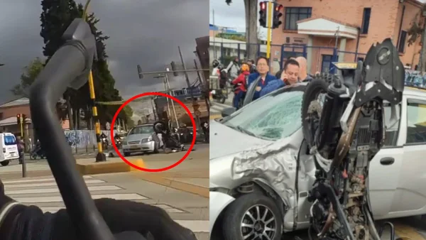 VIDEO | Motociclista murió tras accidente en el que quedó incrustado en un vehículo en Bogotá