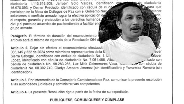 Alias El Zarco sale de la mesa de diálogos entre el Gobierno y la Segunda Marquetalia