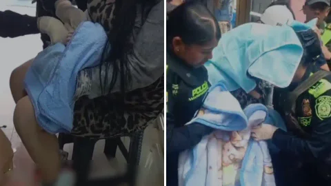En video | Bebé nació de emergencia en las manos de dos policías en San Victorino, pleno centro de Bogotá