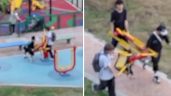 VIDEO | Tres jóvenes se robaron una máquina de gimnasio de un parque sin inaugurar en Bogotá VIDEO | Tres jóvenes se robaron una máquina de gimnasio de un parque sin inaugurar en Bogotá