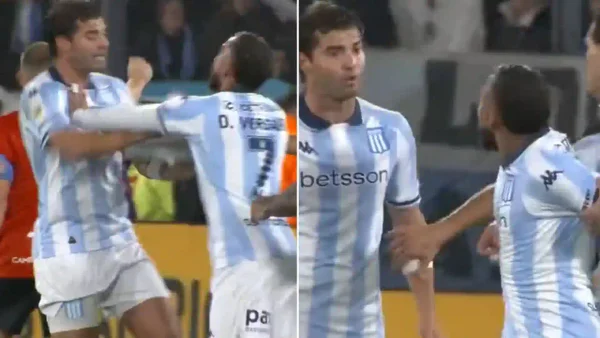 ¡Se armó en Racing! Duván Vergara casi se va a los golpes con su compañero en pleno partido